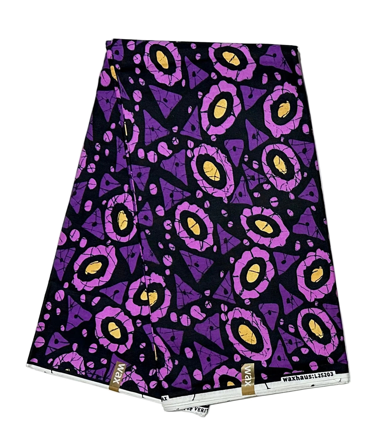 African Print Fabric/Ankara - Purple, Black, Beige 'Good Omen', YARD or WHOLESALE