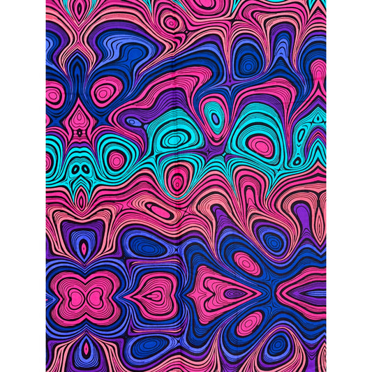African Print Fabric/ Ankara - Pink, Purple, Turquoise, Blue 'Kilima Reverb' Design, YARD or WHOLESALE