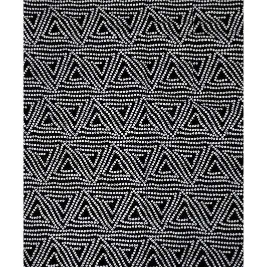 African Print Fabric/ Ankara - Black, White 'Tribal Matrix' Design, YARD or WHOLESALE