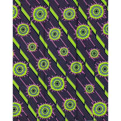 African Print Fabric/ Ankara - Pink, Green, Navy 'Adùn Orbit,’ 1 YARD