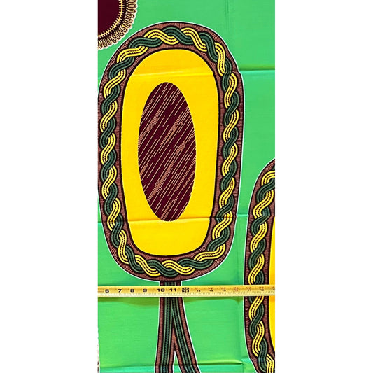 African Print Fabric/ Ankara - Green, Yellow, Brown 'Mirror, Mirror On the Wall' Design