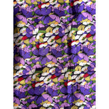 African Print, Satin Fabric - Purple, Green, Red "Love Is Like A Butterfly", Yard or Wholesale