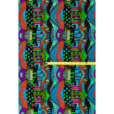 African Print Fabric/ Ankara - Blue, Green, Orange, Purple 'Shakara Lines' Design, YARD or WHOLESALE