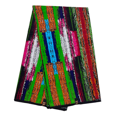 African Print Fabric/ Ankara - Blue, Pink, Red, Green, Orange 'Strokes of Genius' Design, YARD or WHOLESALE