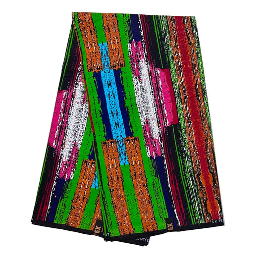 African Print Fabric/ Ankara - Blue, Pink, Red, Green, Orange 'Strokes of Genius' Design, YARD or WHOLESALE