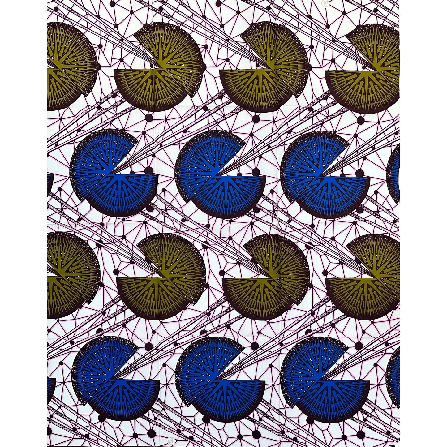 African Print Fabric/ Ankara - Pink, Blue, Green ‘Code of Kush' Design, YARD