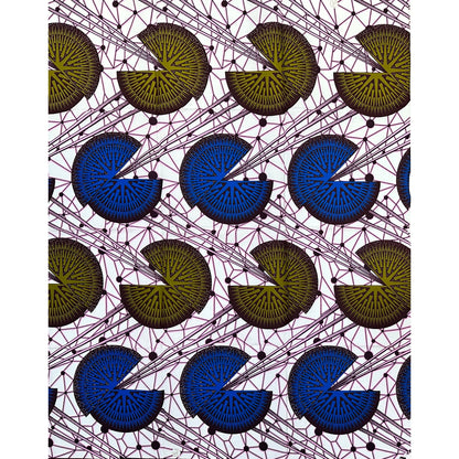 African Print Fabric/ Ankara - Pink, Blue, Green ‘Code of Kush' Design, YARD