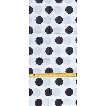 African Print Fabric/ Ankara - White, Black 'Dottie' Design, YARD or WHOLESALE