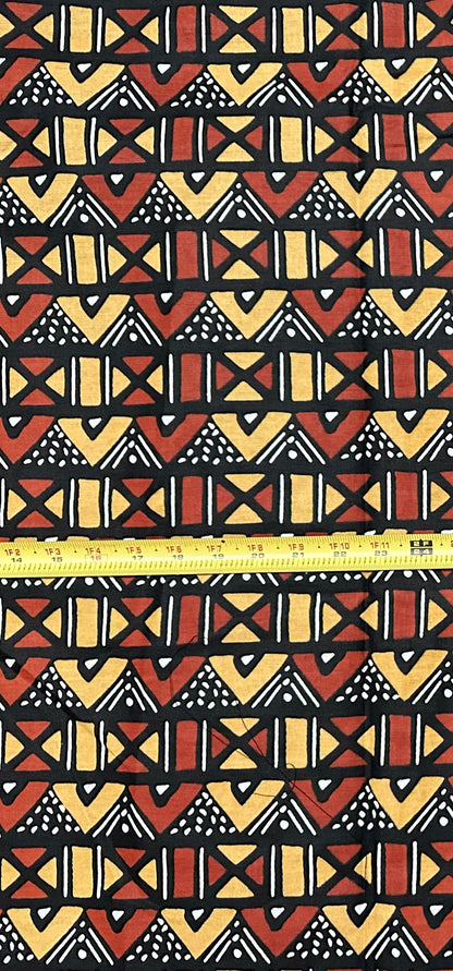 African Print Fabric/ Ankara - Brown, Beige, Black "Clay & Kin", YARD or WHOLESALE