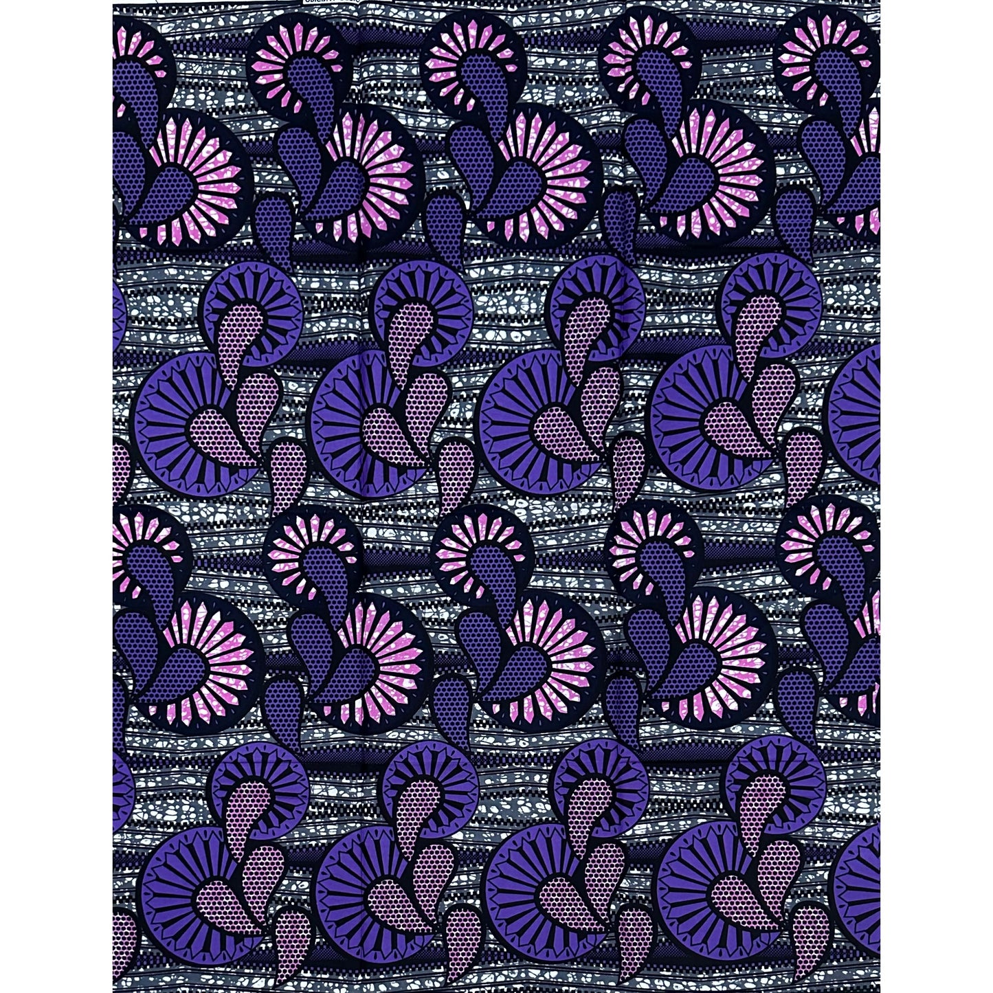 African Print Fabric/ Ankara - Purple, Gray, Navy 'Rochelle,’ YARD