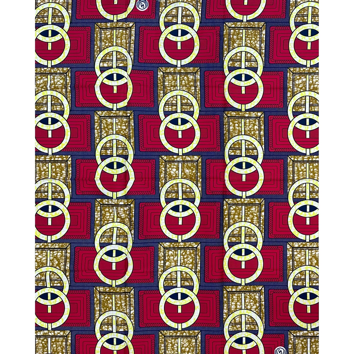 African Print Fabric/Ankara - Red, Blue, Yellow, Brown "It’s Above Me" Design, Yard