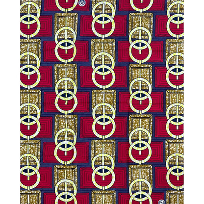 African Print Fabric/Ankara - Red, Blue, Yellow, Brown "It’s Above Me" Design, Yard