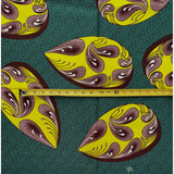 African Print Fabric/Ankara - Green, Chartreuse, Brown "Nyima" Design, Yard