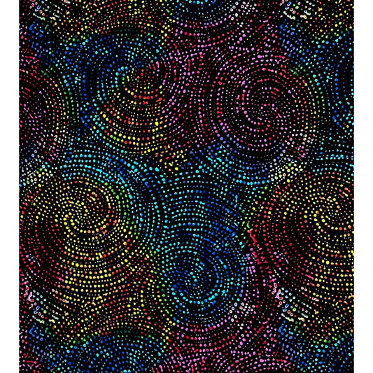 African Print Fabric/ Ankara - Blue, Black, Yellow, Pink 'Onyx Aurora' Design, YARD or WHOLESALE