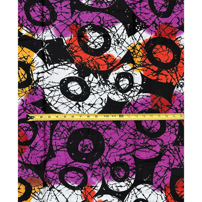 African Print Fabric/ Ankara - Purple, Orange, Rust Red, Yellow 'Afurika Pyro' Design, YARD or WHOLESALE