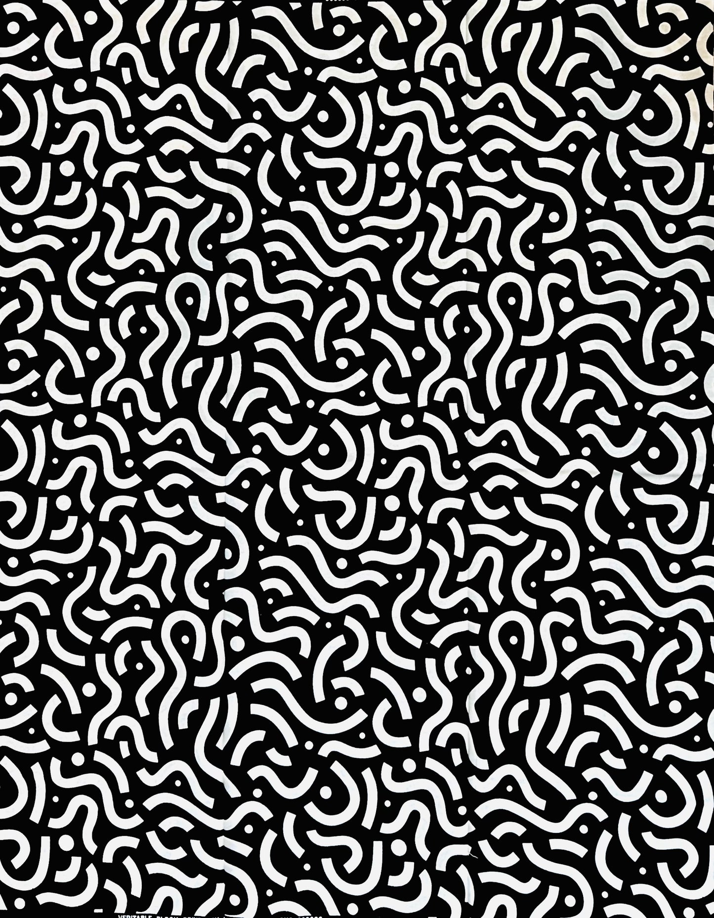 African Print Fabric/ Ankara - Black, White 'Skelewu' Design, YARD or WHOLESALE