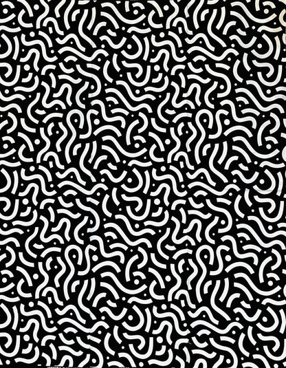 African Print Fabric/ Ankara - Black, White 'Skelewu' Design, YARD or WHOLESALE