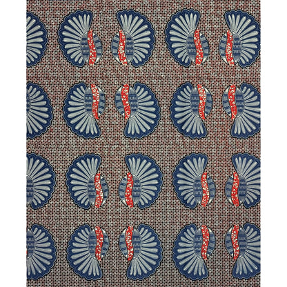 African Print Fabric/ Ankara - Blue, Brown "Chief", 1 YARD