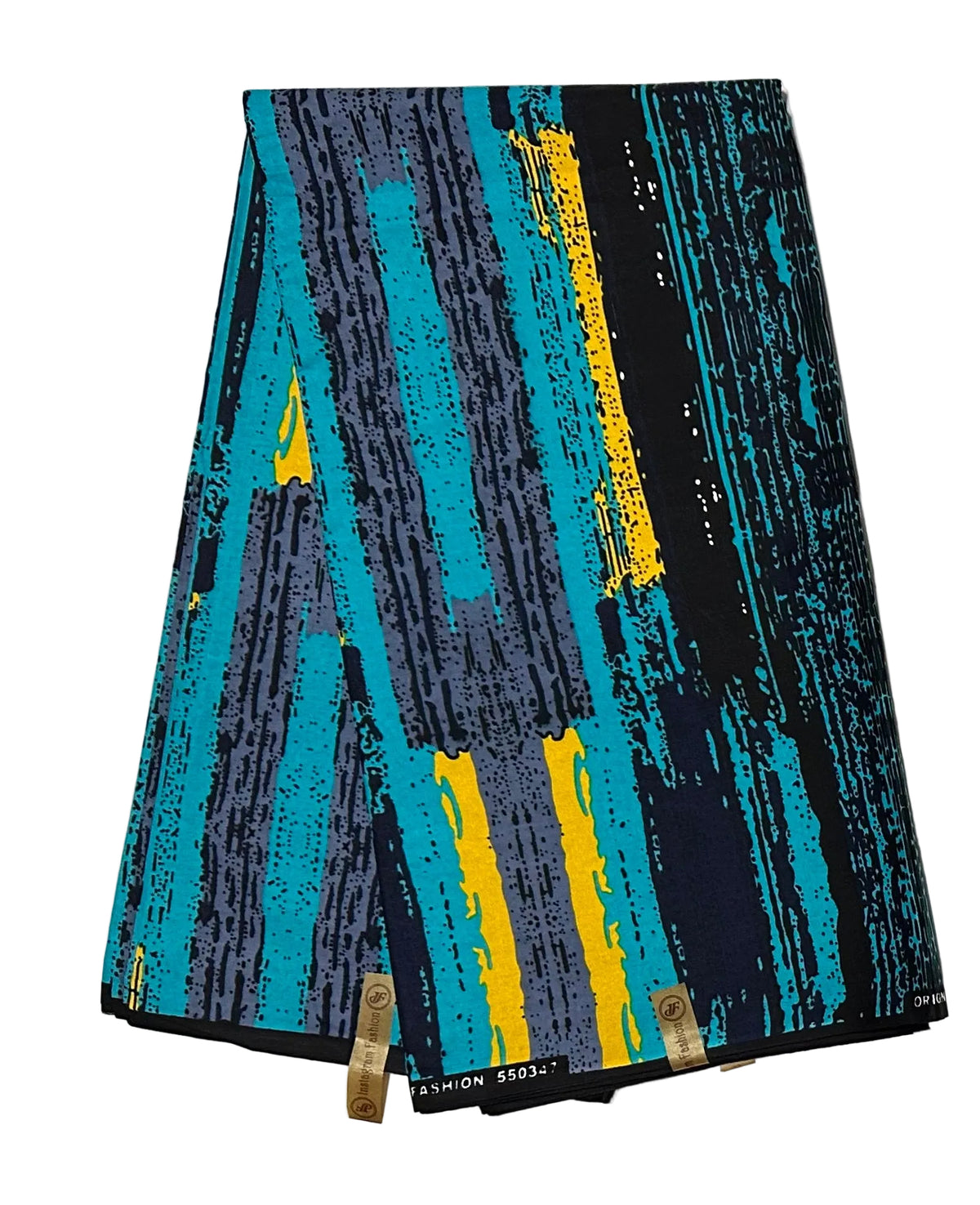 African Print Fabric/ Ankara - Shades of Blue, Yellow, Gray 'Strokes of Genius' Design, YARD or WHOLESALE