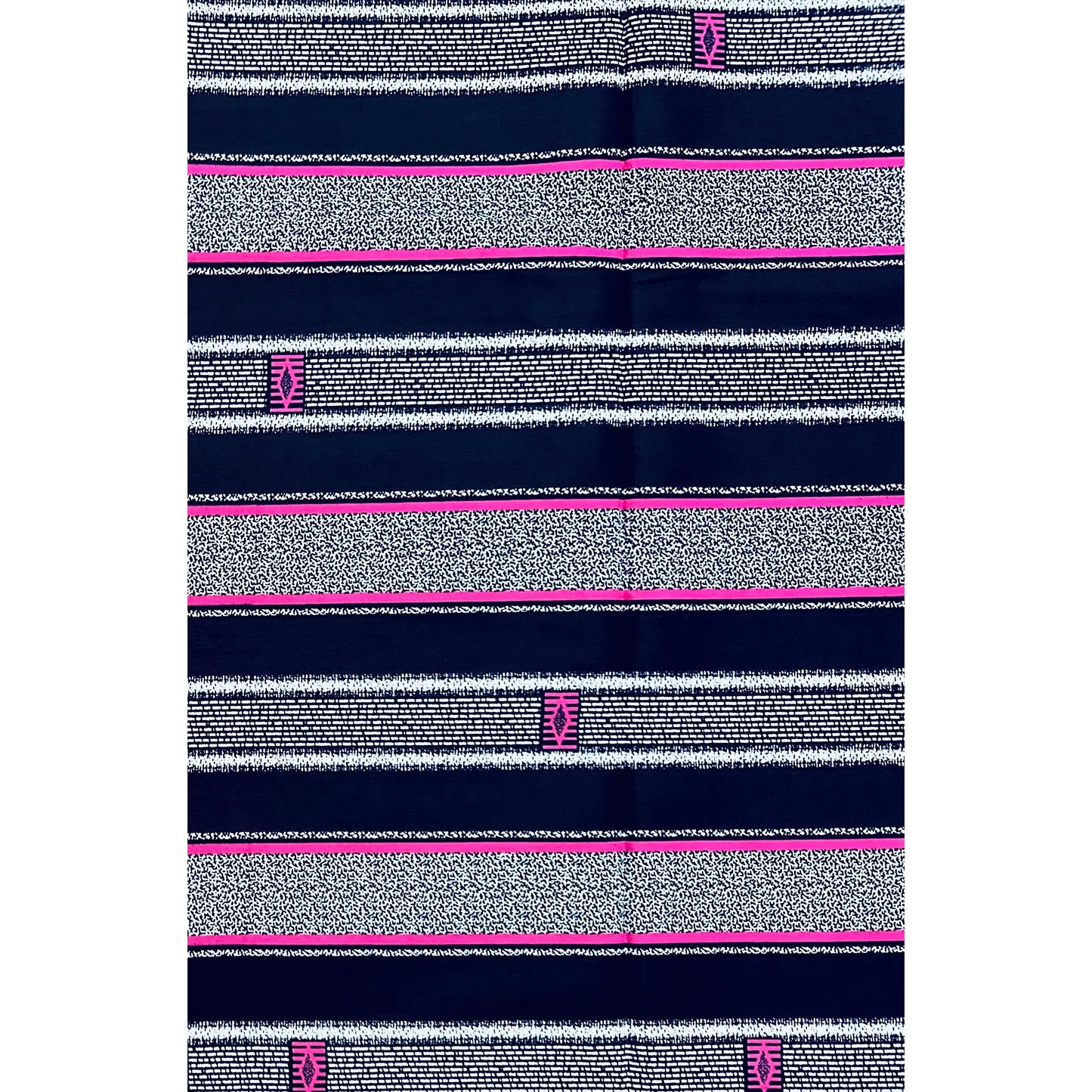 African Print Fabric/ Ankara - Black, White, Pink 'Soft Static' Design, YARD or WHOLESALE