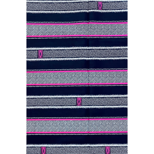 African Print Fabric/ Ankara - Black, White, Pink 'Soft Static' Design, YARD or WHOLESALE