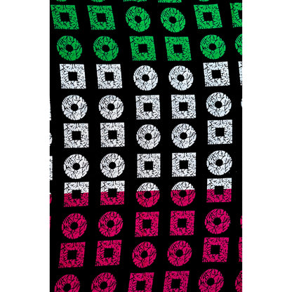African Print Fabric/ Ankara - Magenta, Green, Black, White 'Shape Don Show' Design, YARD or WHOLESALE