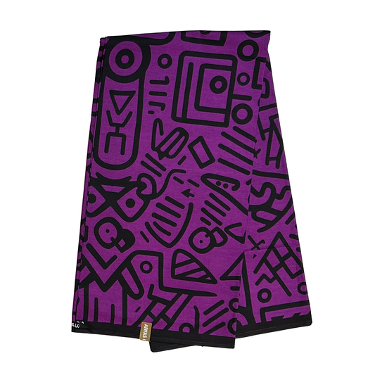 African Print Fabric/ Ankara - Purple, Black 'Kpakpam', YARD or WHOLESALE