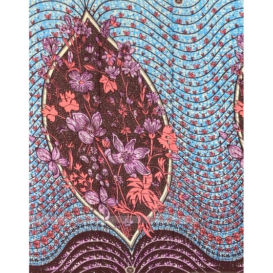 African Print Fabric/ Ankara - Purple, Blue, Pink, Brown "Alẹ́ Ọgba" Design, Yard