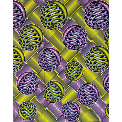 African Print Fabric/ Ankara - Purple, Chartreuse 'The World Never Stands Still' YARD
