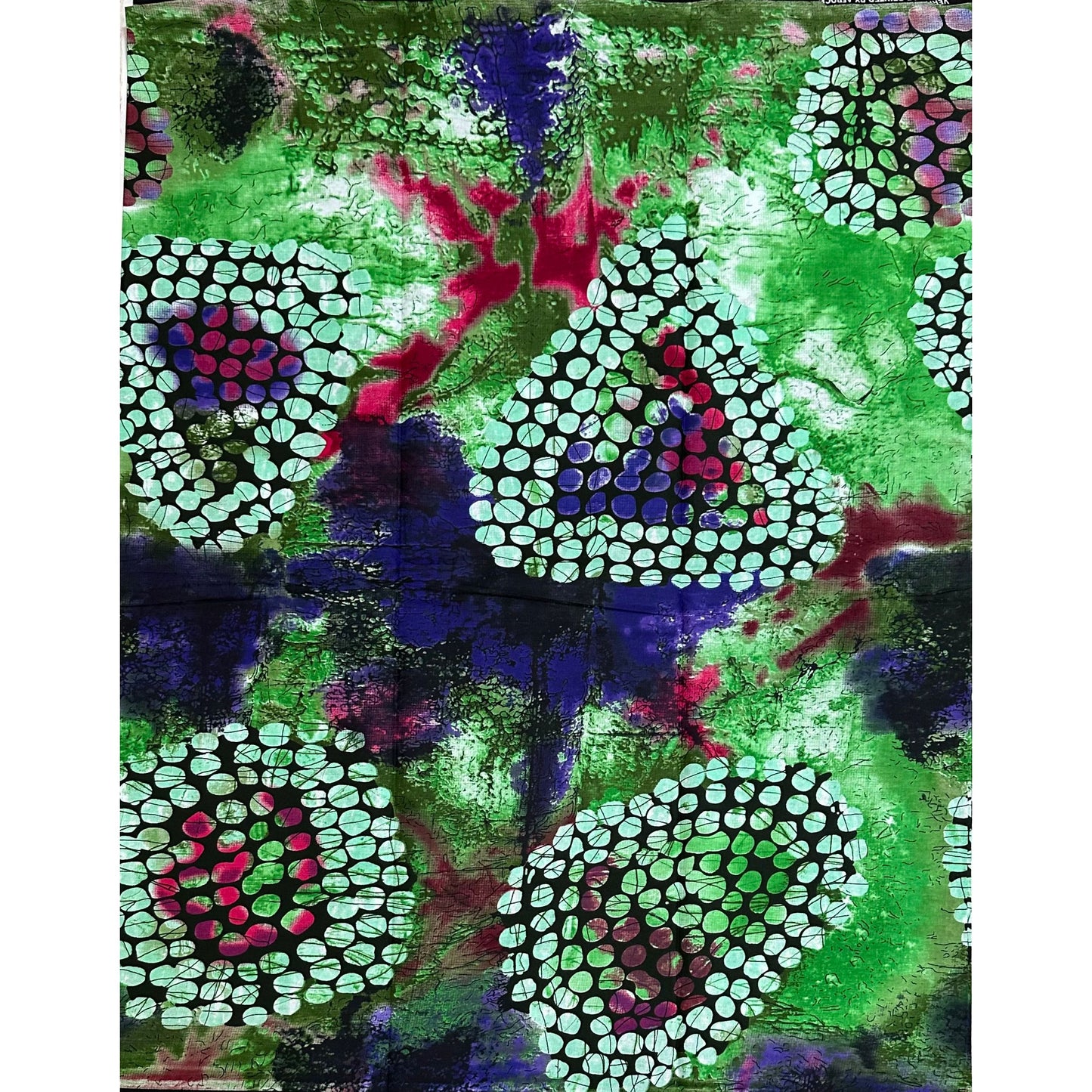 African Print Fabric/ Ankara - Green, Purple, Pink 'Dot, Dot Scatter' Design, Yard or Wholesale
