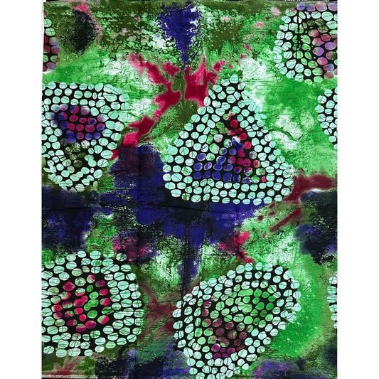 African Print Fabric/ Ankara - Green, Purple, Pink 'Dot, Dot Scatter' Design, Yard or Wholesale