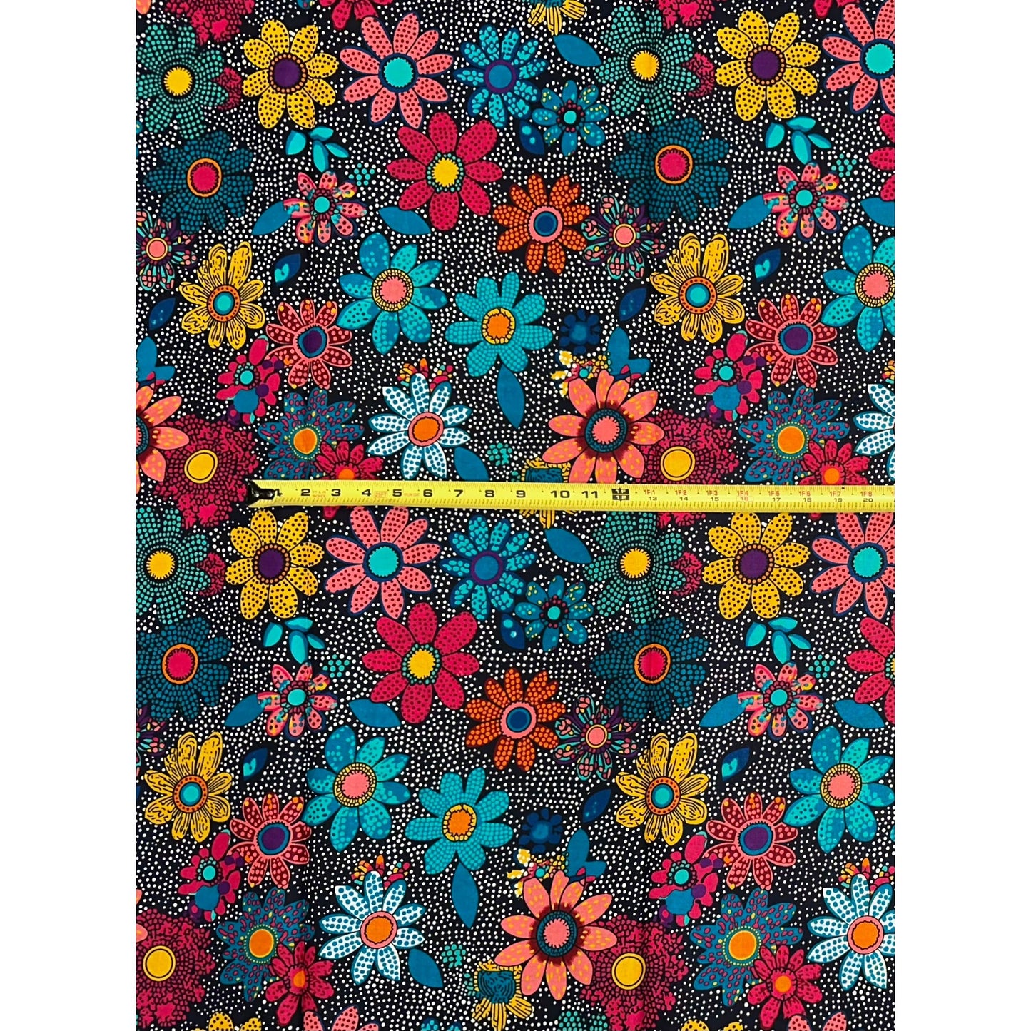 African Print Fabric/ Ankara - Teal, Blue, Orange, Magenta, Yellow 'Oroma Bloom' Design, YARD or WHOLESALE