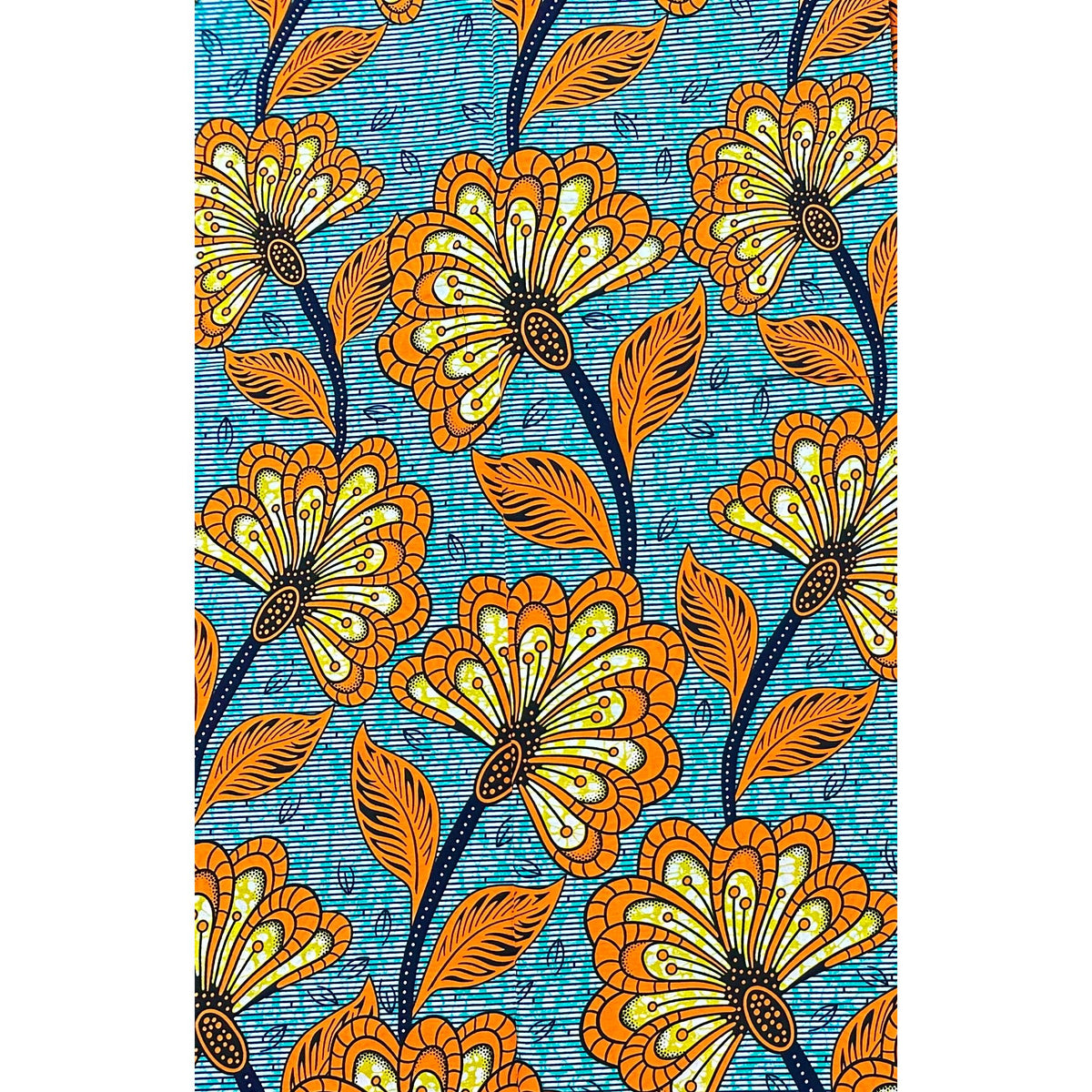African Print Fabric/ Ankara - Turquoise, Orange, Yellow ‘Bright Side' Design, YARD or WHOLESALE