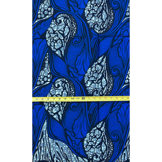 African Print Fabric/ Ankara - Gray, Blue 'What Came Before Us,’ 1 YARD