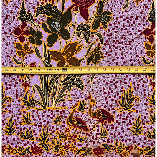 African Print Fabric/ Ankara - Purple, Red, Orange 'She Owns the Building', 1 YARD