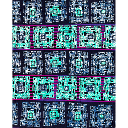 African Print Fabric/ Ankara - Turquoise, Shades of Purple ‘Jaga Jaga Blocks' Design, YARD