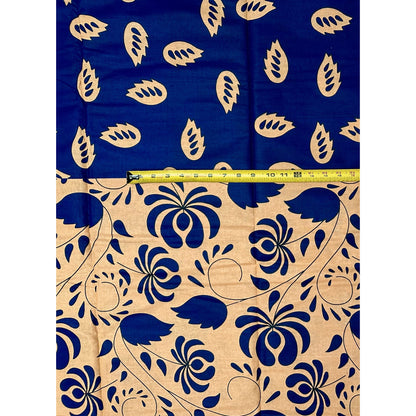 African Fabric/ Ankara - Blue, Light Brown 'Heritage Still' YARD or WHOLESALE