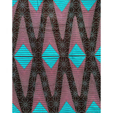 African Print Fabric/ Ankara - Blue, Pink, Brown 'Kata Chevron' FLAWED Design, YARD or WHOLESALE