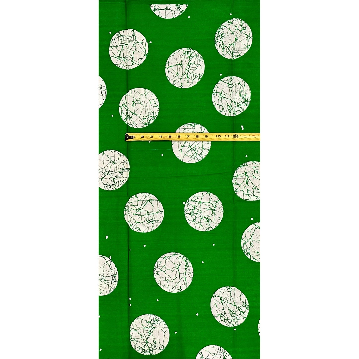 African Print Fabric/ Ankara - Green, White 'Jade Orbit' Design, YARD or WHOLESALE