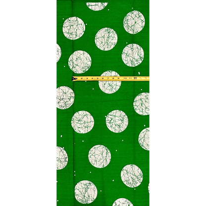 African Print Fabric/ Ankara - Green, White 'Jade Orbit' Design, YARD or WHOLESALE