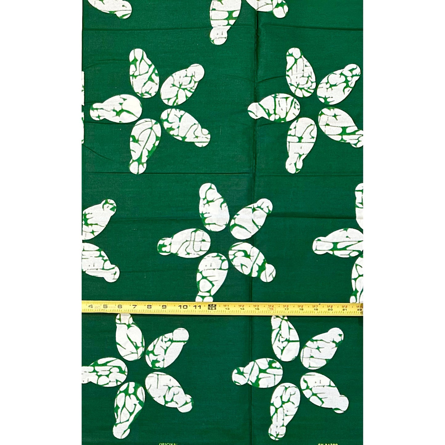 African Print Fabric/ Ankara - Green, White 'Strength Grows in Silence', YARD or WHOLESALE