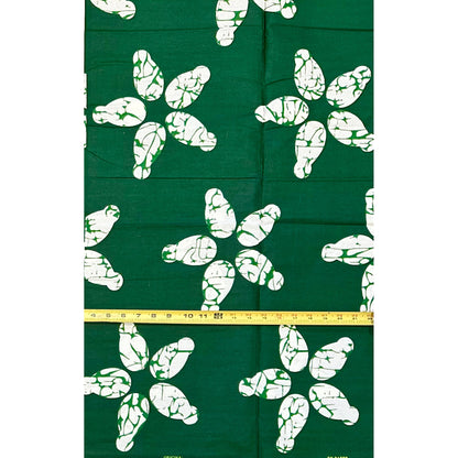 African Print Fabric/ Ankara - Green, White 'Strength Grows in Silence', YARD or WHOLESALE