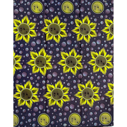 African Print Fabric/ Ankara - Gray, Yellow, Green 'A Little Sunshine' Design, 1 Yard