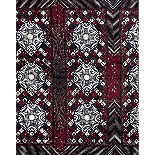 African Print Fabric/Ankara - Brown, Navy, Cream “Zuberiya" Design, 1 Yard