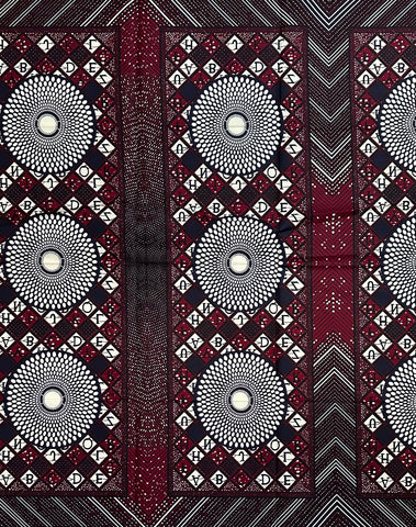 African Print Fabric/Ankara - Brown, Navy, Cream “Zuberiya" Design, 1 Yard