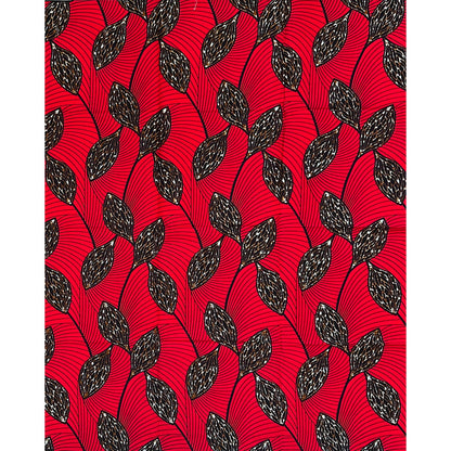 African Print Fabric/ Ankara - Red, Brown, Black ‘Life Lines' Design, 1 YARD