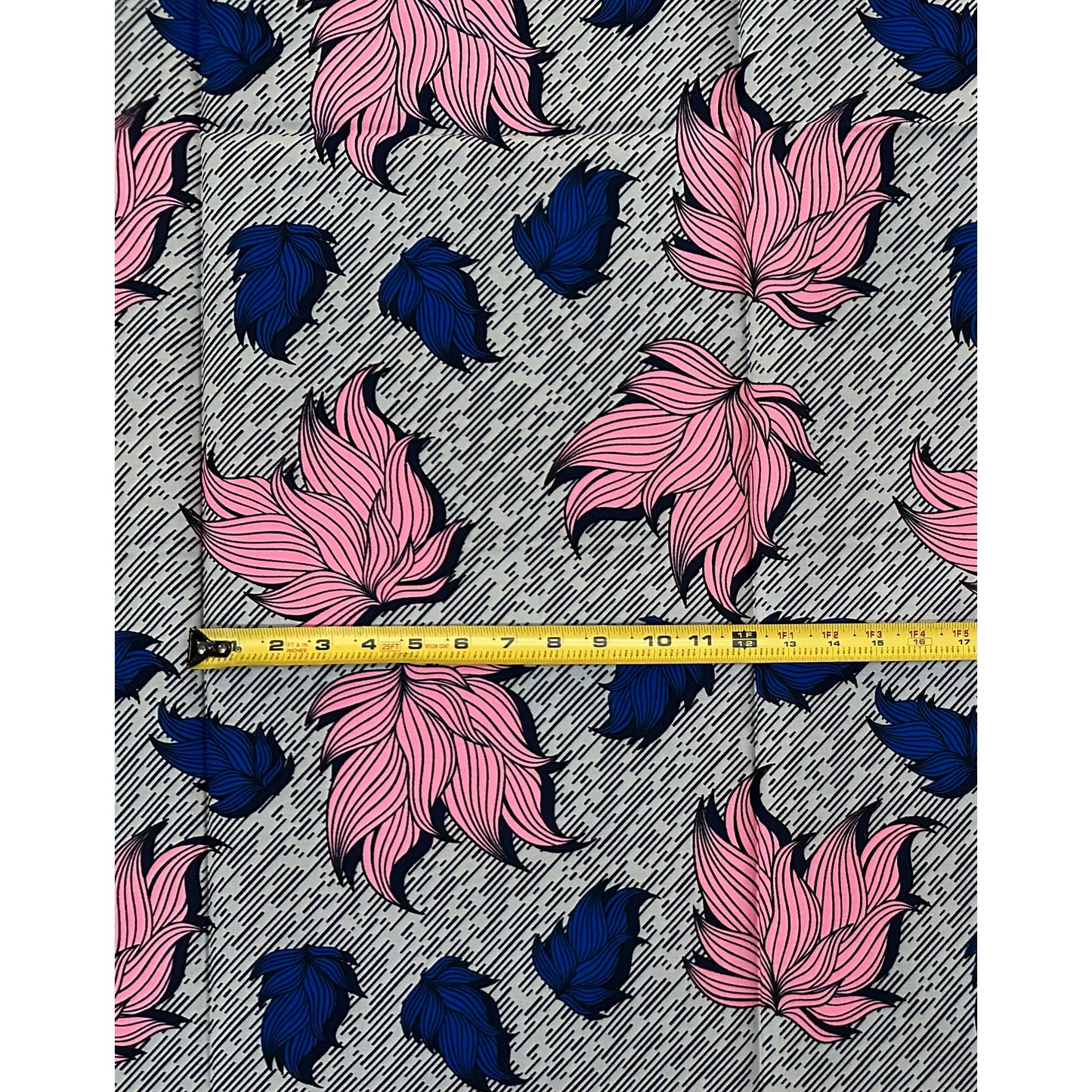 African Print Fabric/Ankara - Gray, Pink, Blue "Kalari Drift" Design