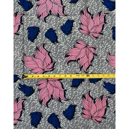 African Print Fabric/Ankara - Gray, Pink, Blue "Kalari Drift" Design