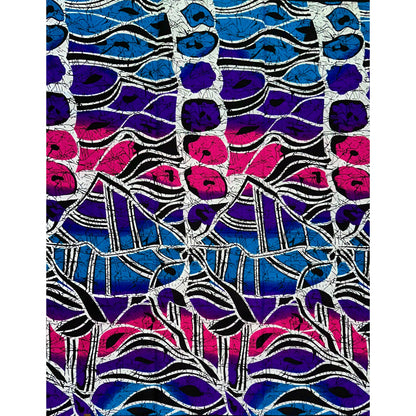 African Print Fabric/ Ankara - Blue, Purple, Pink, Black 'Baharini' YARD or WHOLESALE