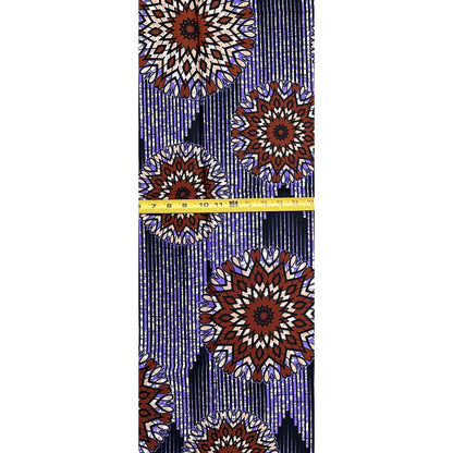 African Print Fabric/ Ankara - Purple, Brown "Beyond the Horizon", 1 Yard